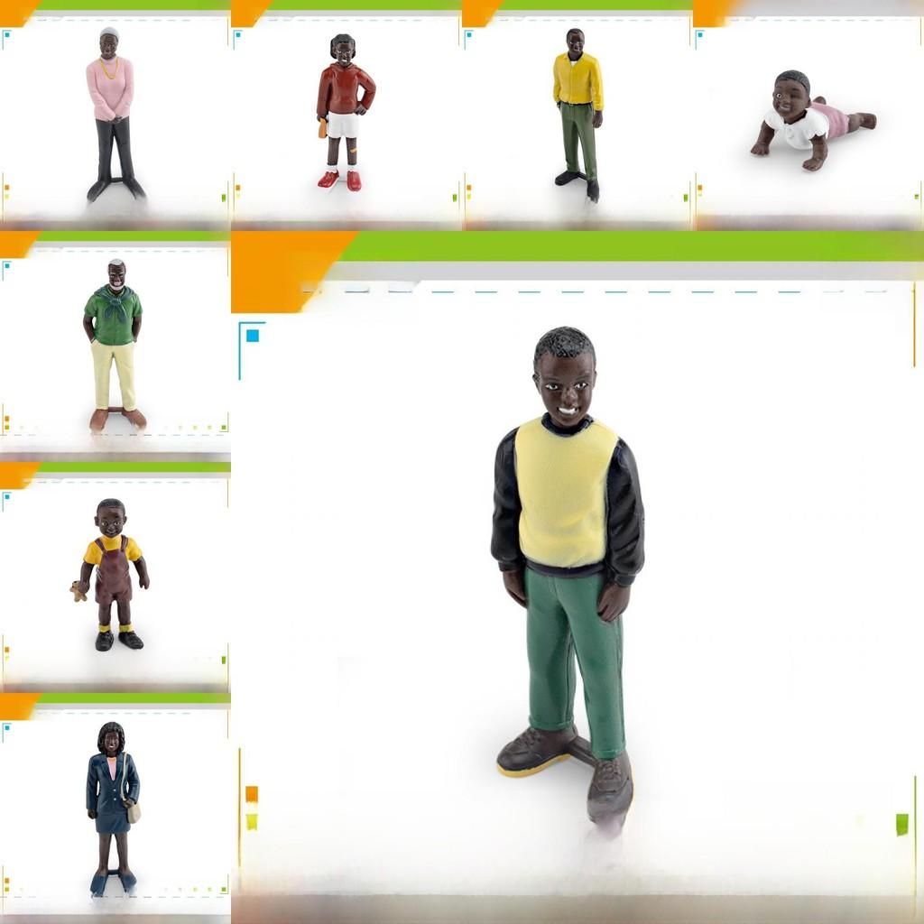 African American Family Model Pvc Collectible Figures For Gift And Display