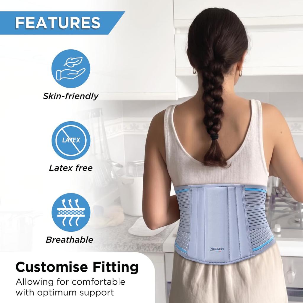 Vissco Lumbocare (Lumbo Sacral Belt), Back Support Belt for the Spine & Relieves Pain, Lower Back Brace Support, Back Pain Relief, Can be used fo