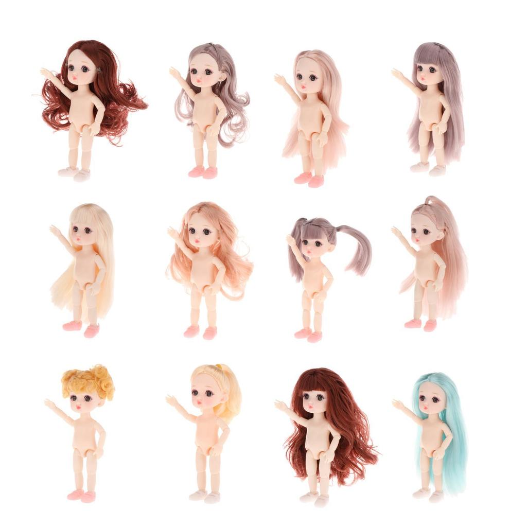 16cm Mini Dolls Body with 3 and Long Hair Girls Birthday Gift