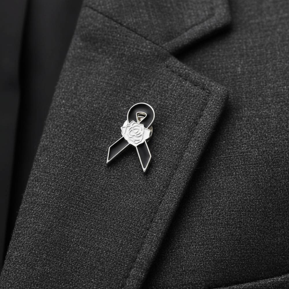Awareness Funeral Ribbon Badge Brooch White Funerals Memorial Pin Mourning Badge Brooch Women Men