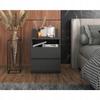 Bedside Table Gray 40cm 2 Drawers Shelf For Bedroom