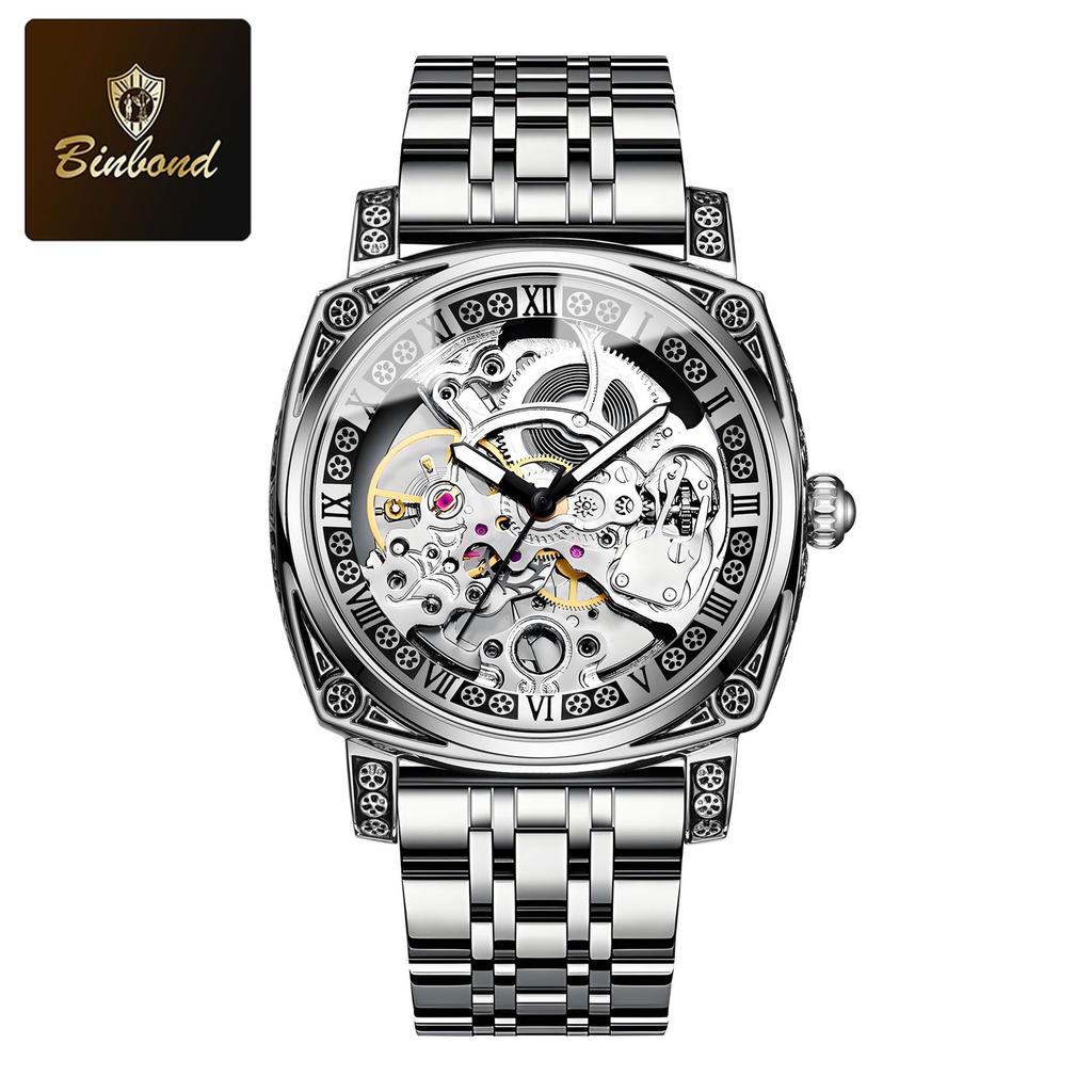 New Spot Men's Mechanical Watch Luminous Waterproof Multi-functional Engraved Mechanical Watch Supply