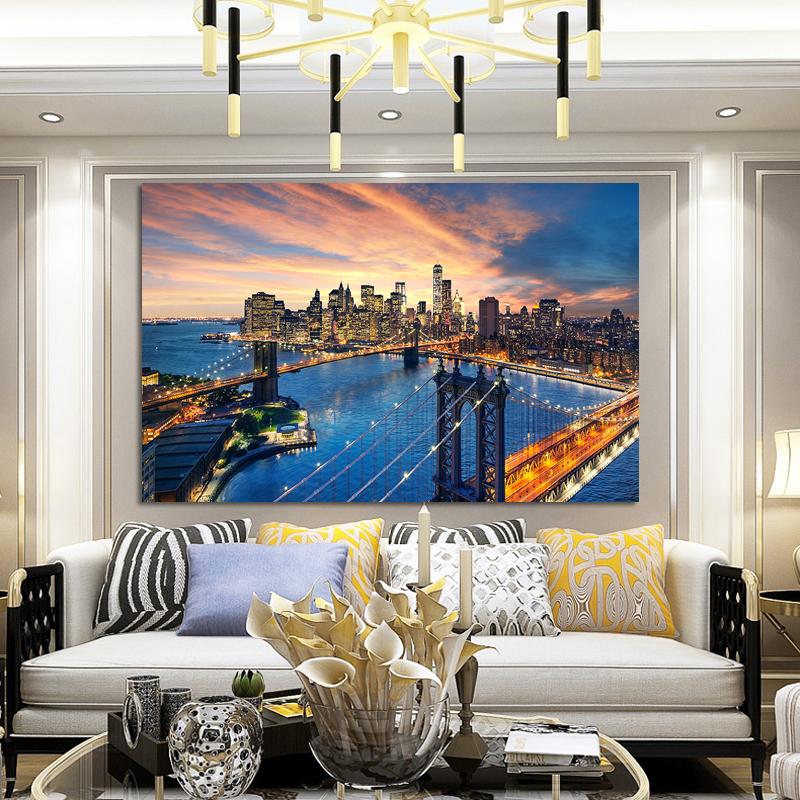 Modern Landscape Posters and Prints Wall Art Canvas Painting Modern Urban Landscape Decorative Painting For Living Room Decor