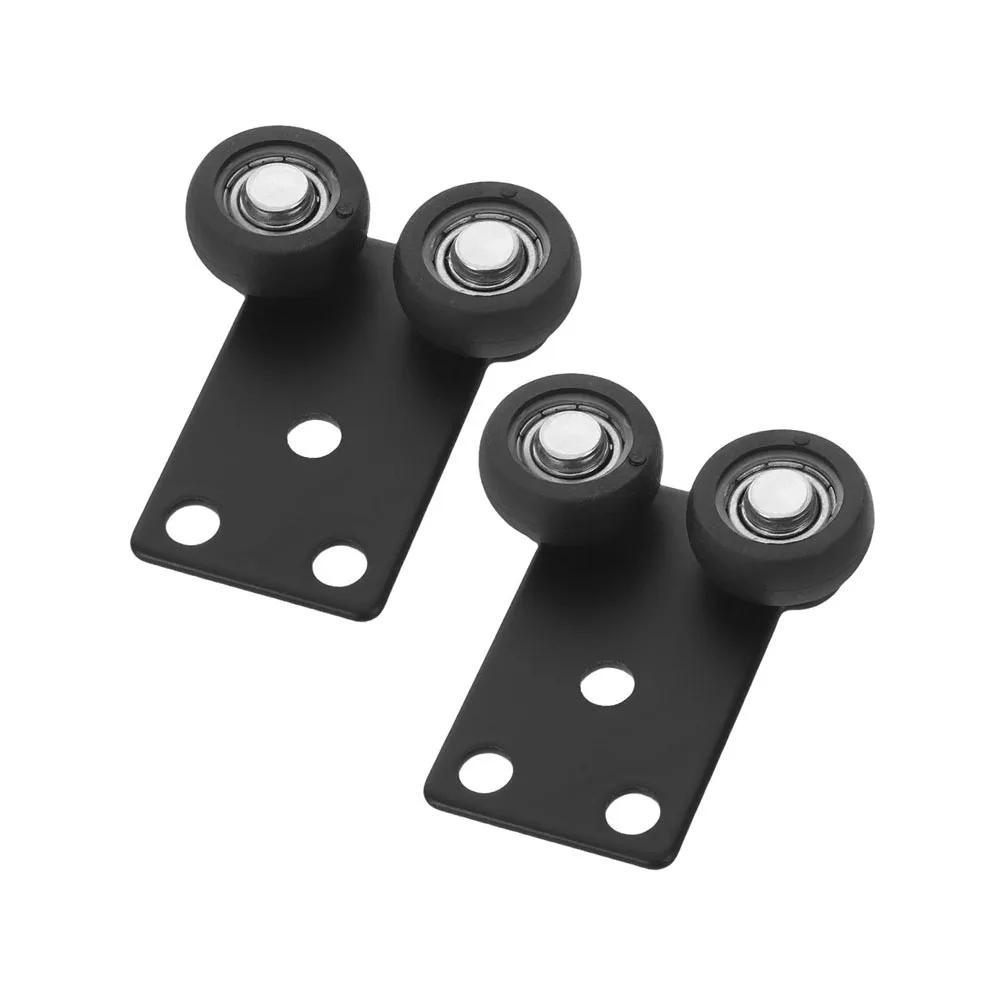 2PCS 10PCS Sliding Door Hardware Rollers for Wardrobe Cabinets Iron Nylon 42x38x12mm Black Silent Smooth Function