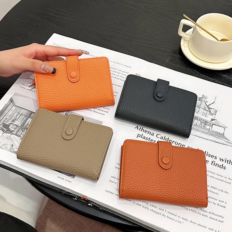 New women's short wallet women's lychee pattern fashion card bag fashion ID card tide