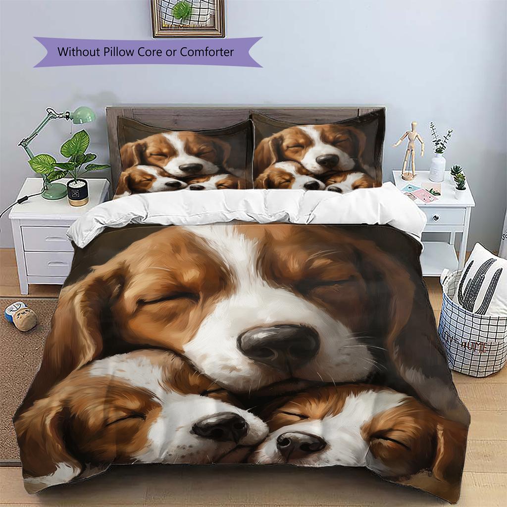 Beagle Pattern Bedding Home Decoration Birthday Gift (1 * Duvet Cover + 2 * Pillowcase, Without Core)