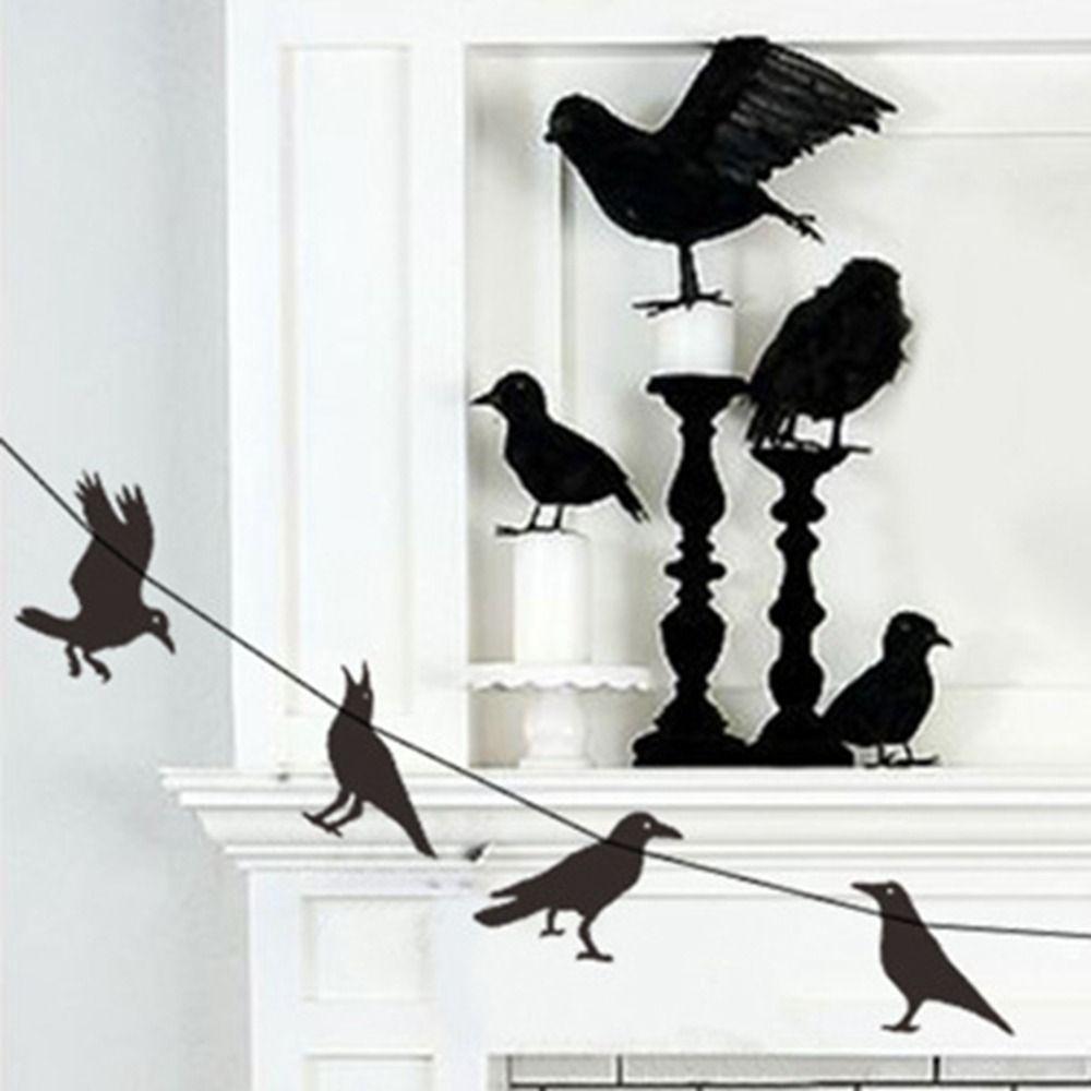Crow Pattern Black Crow Pull Banner Black Crow Latte Art Halloween Raven Pull Flag  Haunted House