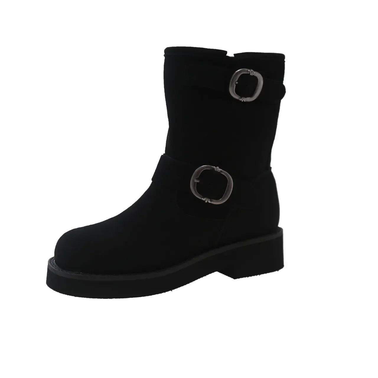 

Модные женские ковбойские сапоги на платформе, женские осенние рыцарские сапоги, модные ботильоны на среднем каблуке, женские ботильоны в стиле ретро, короткие, современные 35 чёрный