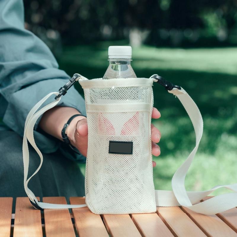 Meshes Water Bottle Holder Sleeve Water Bottle Carriers Bag for Clear Hydrations Monitoring Zippers Access Oxford Fabric