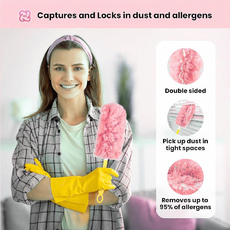 Heavy Duty Duster Refills Kit for Swiffer, 30-Pack Microfiber Pads with 2 Handles (3ft Extended + Short), Multi-Surface Cleaning