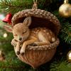Yousheng Forest Animal Acorn Ornament 2D Acrylic Cozy Forest Christmas Ornament Woodland Creature Hanging Decoration for Xmas Tree Holiday Decor