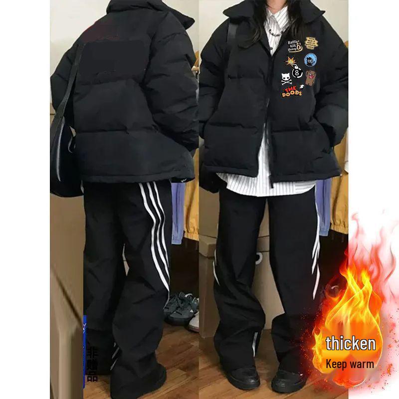 Unisex Autumn/Winter Thickened Cotton Padded Jacket with Letter Print