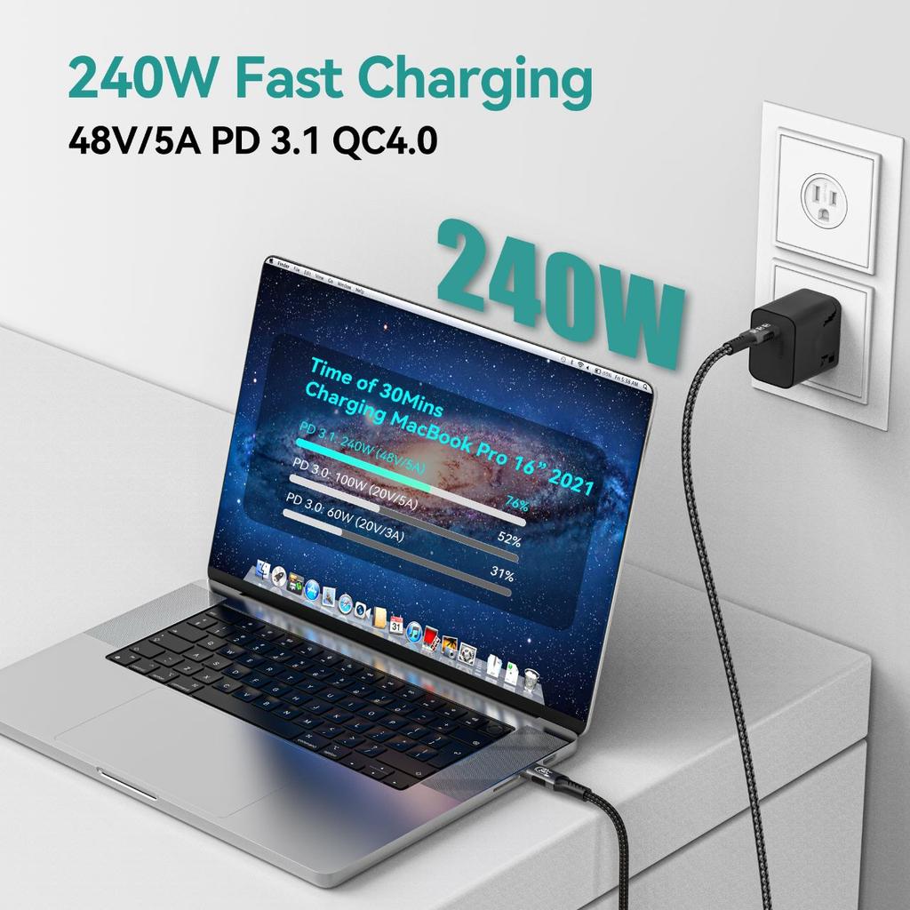 USB4 Cable 40Gbps 240W 8K For Thunderbolt 4 Type C Fast Charging Thunderbolt3 USB 4.0 USB C To C Data Transfer Cable For Laptop