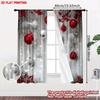 2D flat printing 2pcs Happy Christmas Party Curtains Christmas Red and Silver Ornaments Digital Printed Polyester Drapes Party &