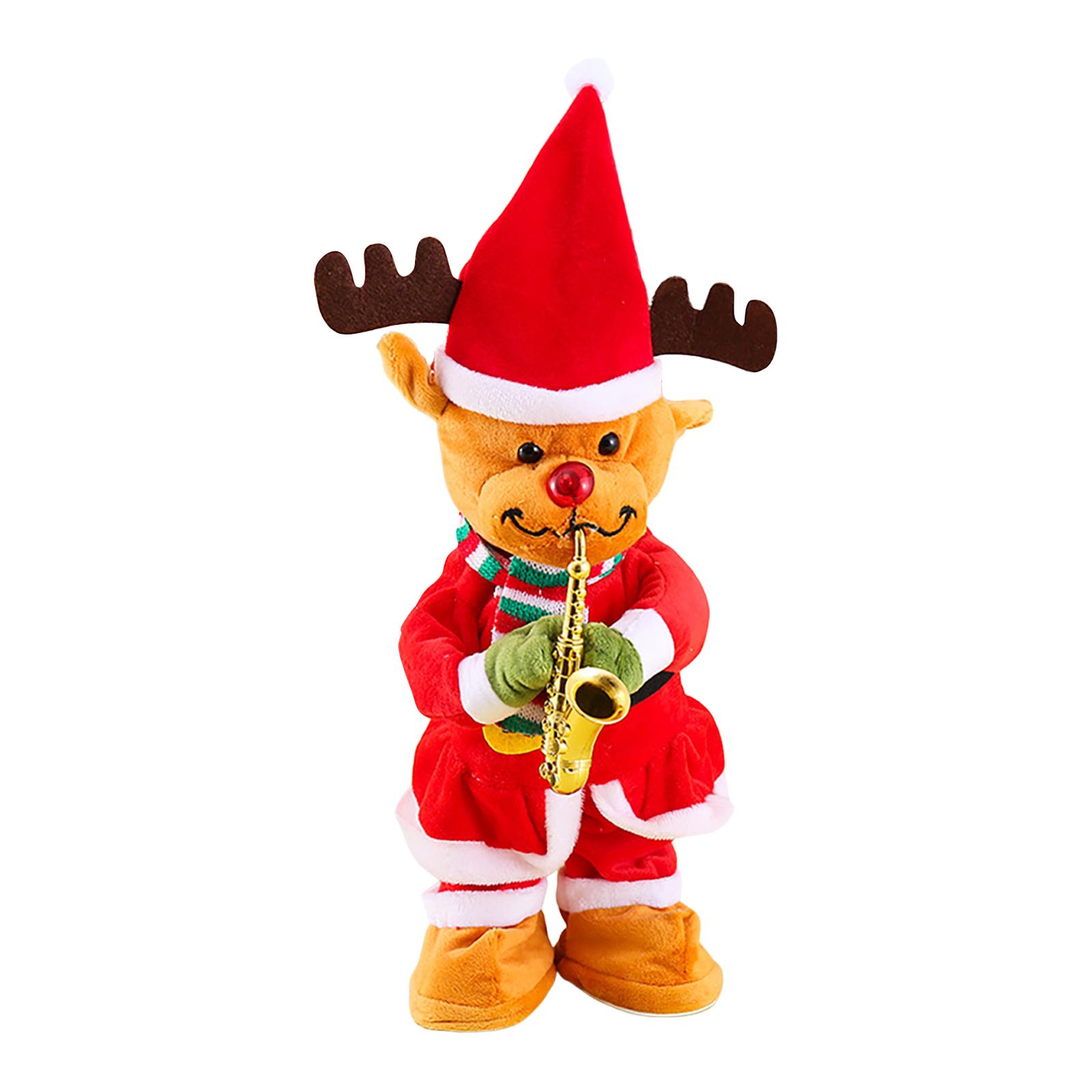 Electric Swing Toy Toys Santa Claus Blowing Saxophone Dancing Singing Toys Merry Cartoon Christmas Party Gifts One Size