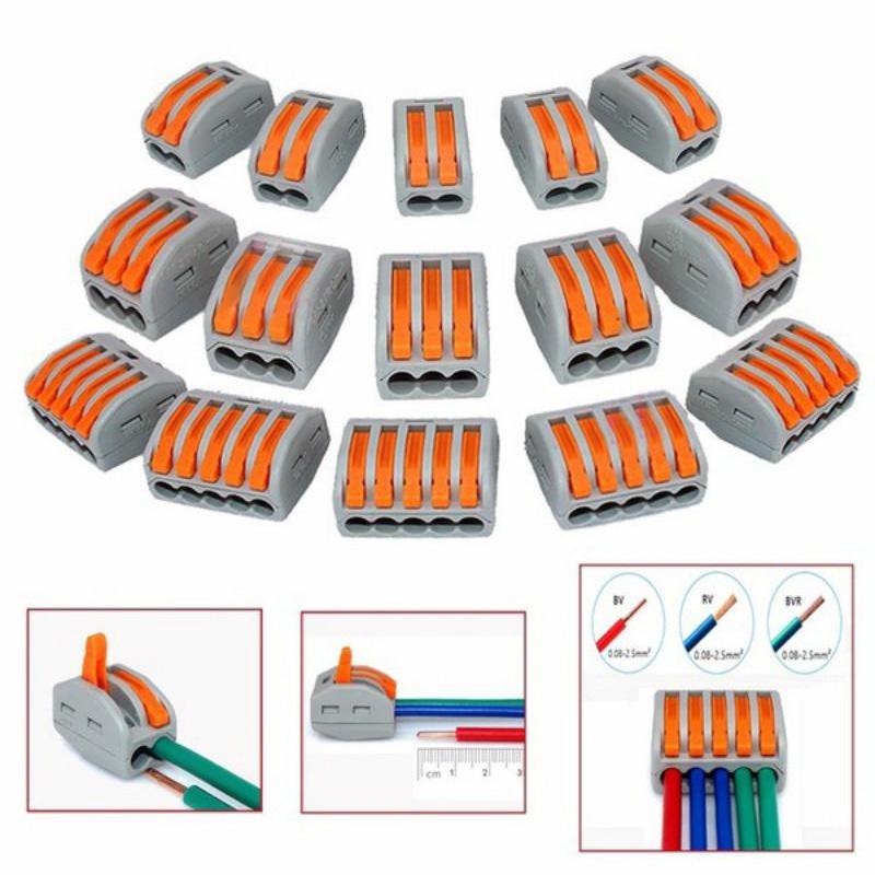 2//3//5 Way Connector Wire Reusable Spring Lever Terminal Block Electric Cable 1, port 2