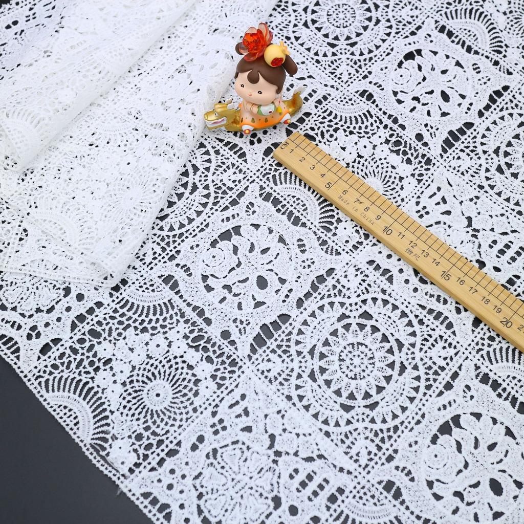 Tessuto di Pizzo Idrosolubile, Ricamo Completo in Seta di Latte, Tessuto Ricamato Tridimensionale Vuoto, Pizzo Fai-da-Te, Accessori da Sposa in Pizzo