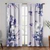 Purple Flower Art Curtains Print Drapes Room Darkening Window Curtains for Home Decor,Rod Pocket Blackout Curtains Bedroom