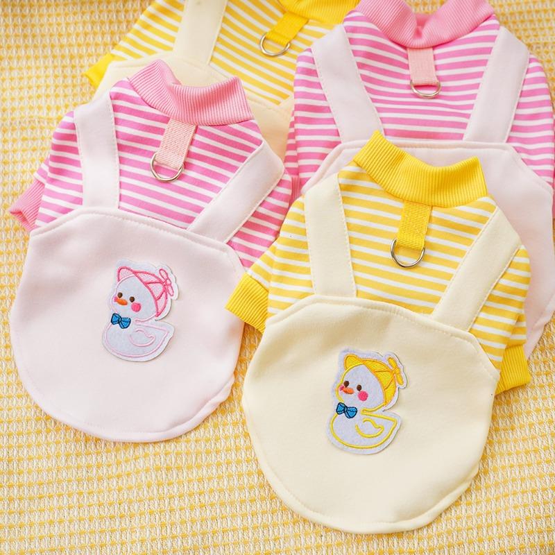Pet Dog Clothes, Cat Autumn and Winter Fleece Dog Hoodies, Cat Striped Ducks, Medium-sized Dogs That Can Be Towed