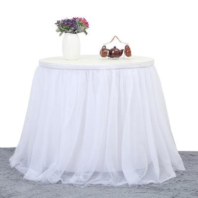 Tüll Tischrock, 3-lagige Tischdecke mit Chiffonfutter, Hochzeitstischdekoration Geschirr für