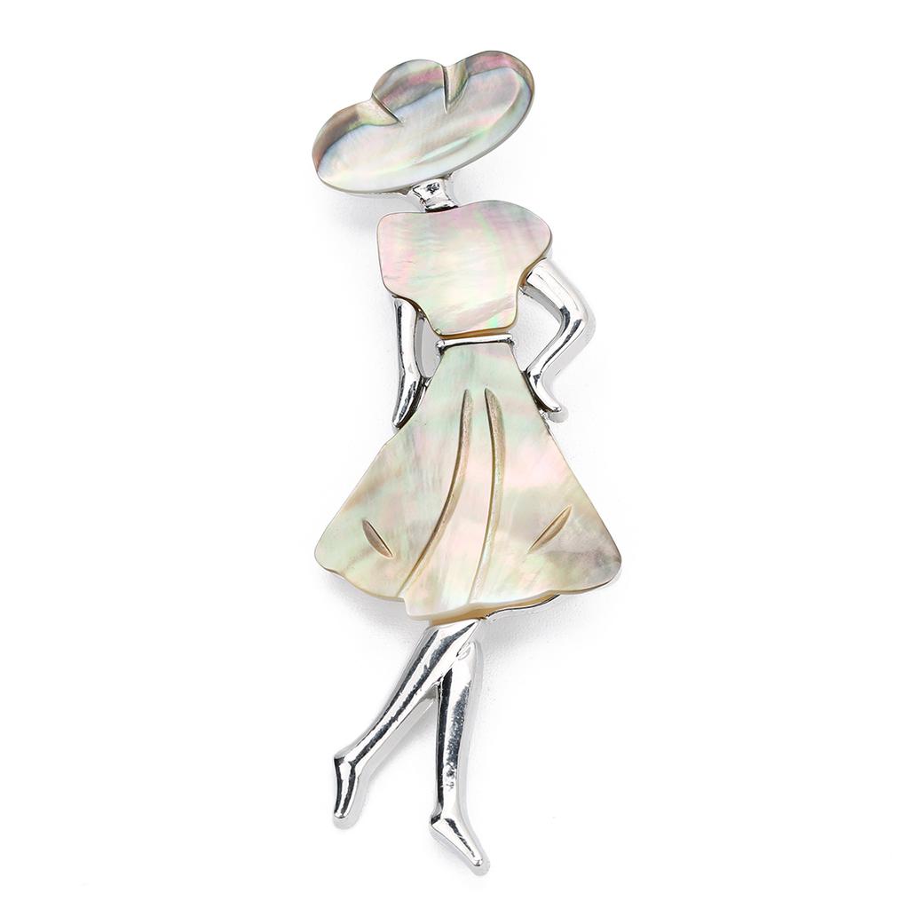 85x30mm Trendy Natural Shell Brooch Pin Pendant Metal Girl Model For Lady Women Party Charm Necklace Jewelry Finding Ornament
