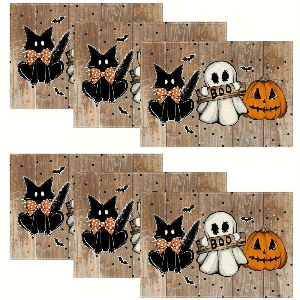 1 PC Halloween Themed Placemats Rectangular Table Mats for Home & Party Decor Machine Washable Rectangle Table Mats