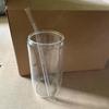 Bamboo Lid High Borosilicate Glass Cup with Straw - Thickened Glass for Juice or Cola