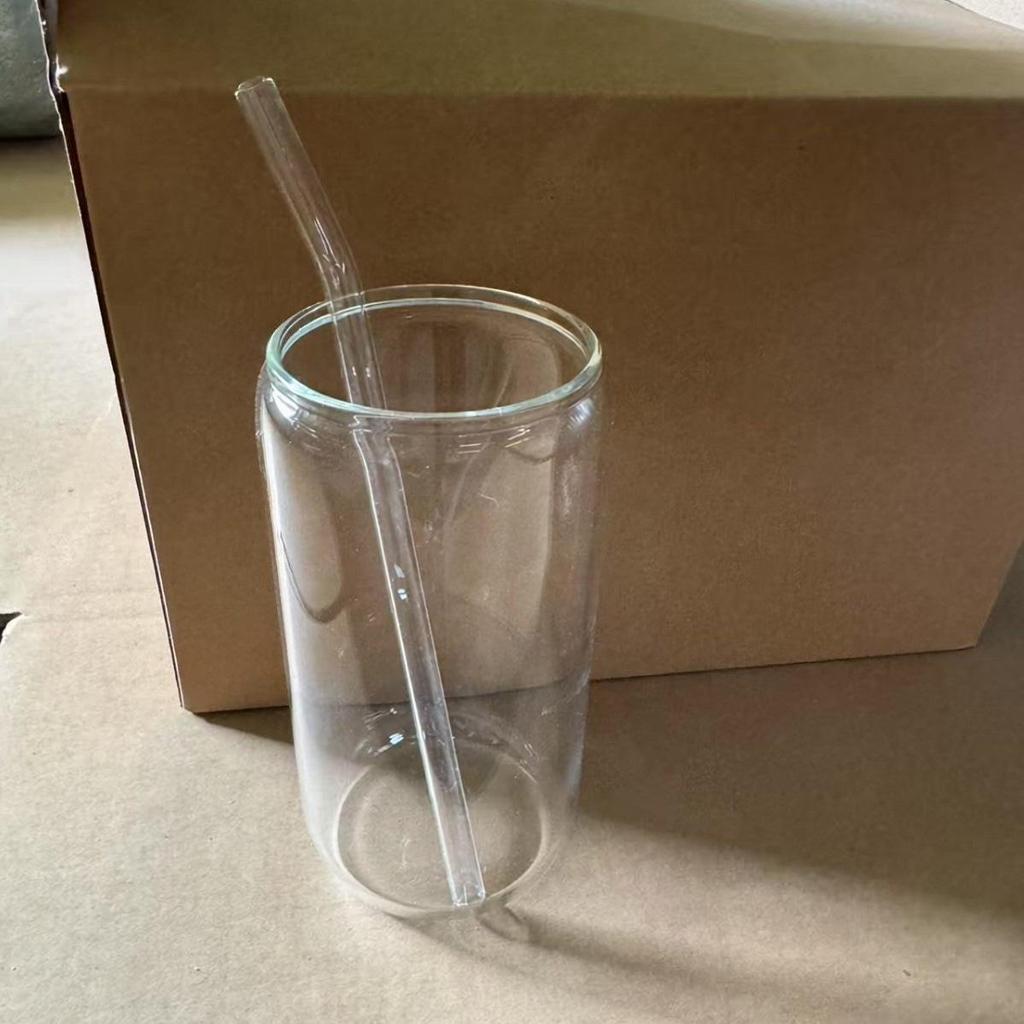 Bamboo Lid High Borosilicate Glass Cup with Straw - Thickened Glass for Juice or Cola