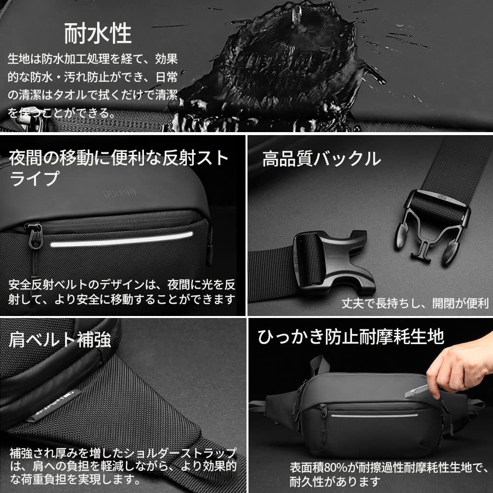 Rozszerzany pas Ciało Ramię Crossbody Duży Pas Biodro Bezpieczeństwo Ramię Crossbody Szkolny Męska Saszetka, Torba, Torba, Torba, Pojemność, Wodoodporny,