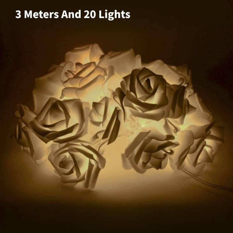 

Simulation Rose Lamp String Fashion Delicate Plastic Portable Led Decoration Warm White