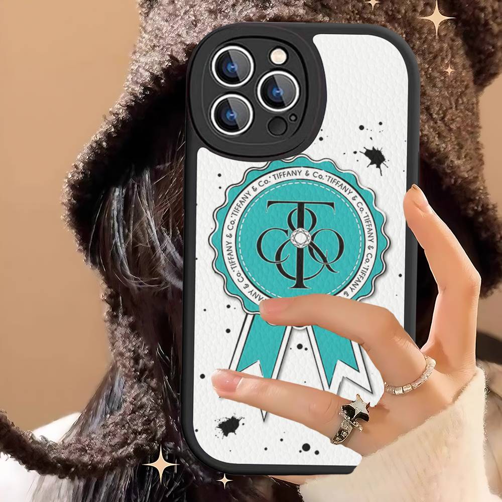 

Aesthetic Blue T-Tiffany Phone Case For IPhone 16 15 14 13 12 11 Pro Max Plus Leather Cover iphone 13pro