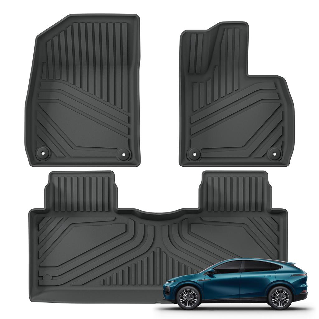 for Xpeng G6 Car Floor Mats Cargo Liner Trunk Pad TPE 3D Foot Mat Waterproof Odorless Tray Set BLACK