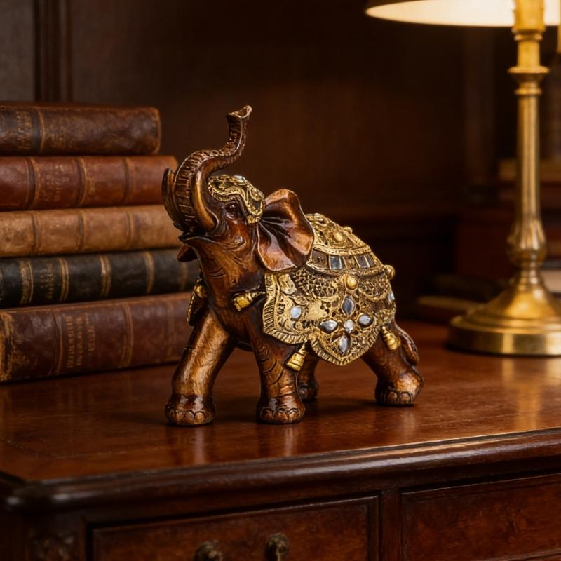 Lucky Elephant Statue Sculptures Decorative Animal Figurines Table Ornament Symbols Wealth Career Home Decorations