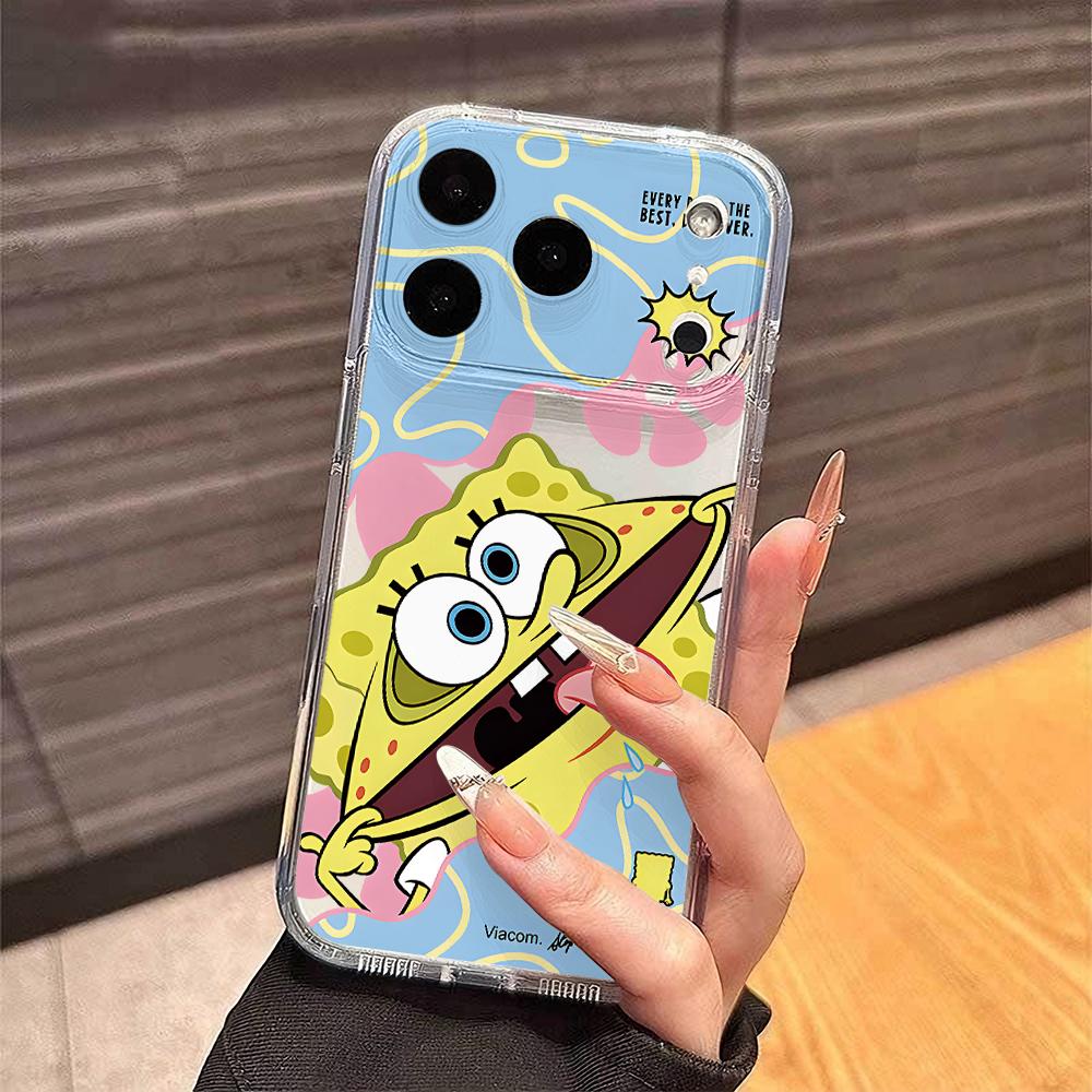 Süße SpongeBob S-Quadratpants Handyhülle für iPhone 17 Air 16 15 14 Plus 13 12 11 Pro Max X Xs XR 8 e Weiche TPU Transparente Hülle