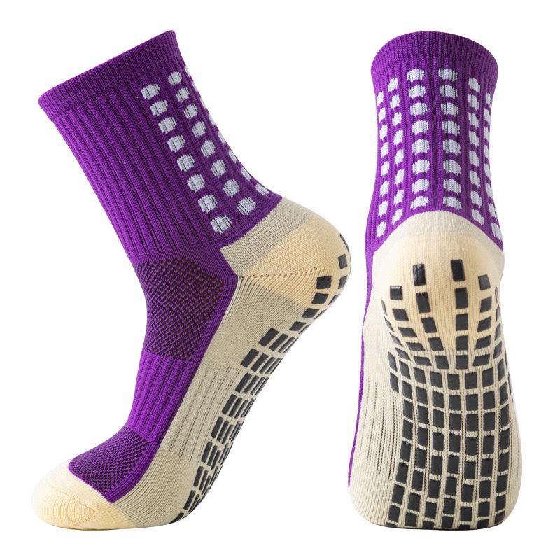 Unisex Anti-Slip Breathable Mid-Calf Football Socks with Moisture-Wicking Terry Sport Bottom