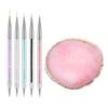 Resin Nail Art Palette with 5 Pcs Nail Art Brushes, Nail Polish Mixing Palette Double-Ended Dotting Pen Nail Art Liner Brush for Nail Art