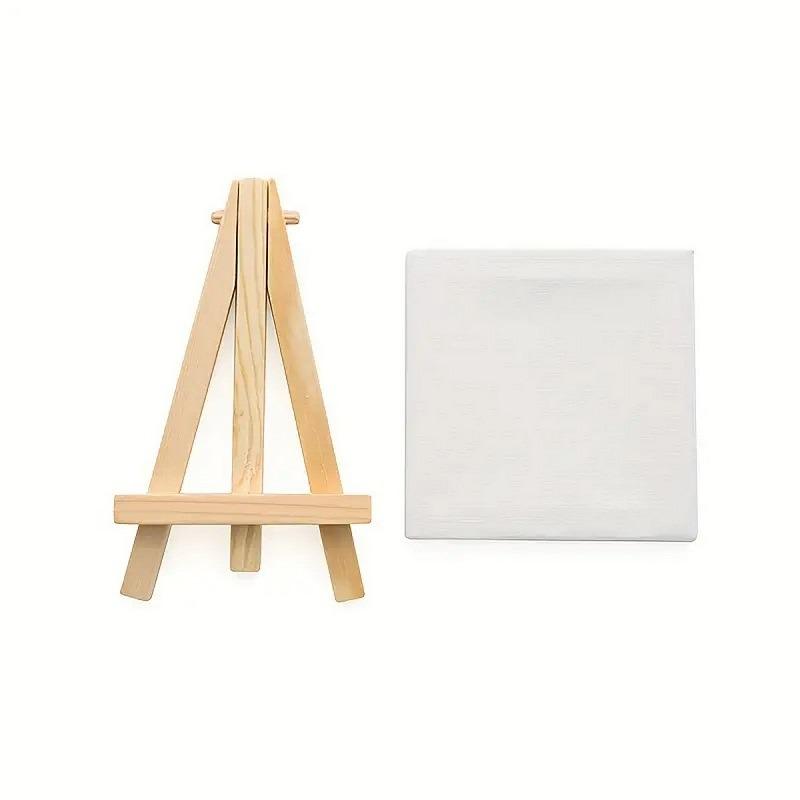 6Set Mini Canvases White Stretched Blank Sandpieces for Painting Art Supplies Package