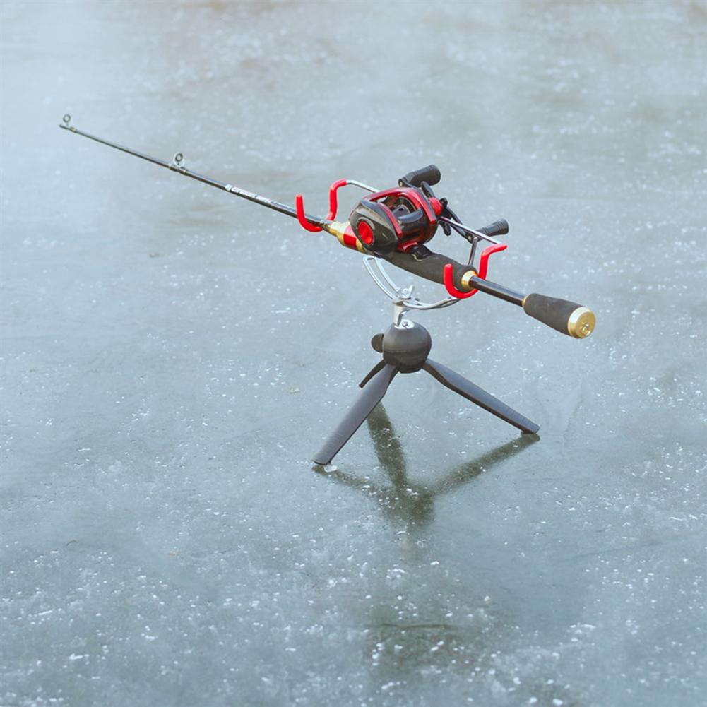 Double-Head Fish Pole Holder Easily Installation Metal Folding Rod Holder Adjustable Angle for Fishing Gear Winter Sea