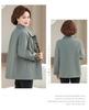 2025 New Spring Woolen Coat for Moms: Chinese Style Turn-Down Collar Top for Middle-Aged and Elderly Women's Fashion.