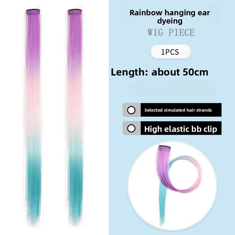 Three-color gradientSparkle Hair Extensions Clip In Rainbow Synthetic Sparkle Hair Tinsel Heat Resistant Sparkle Hair Extensions 20inches