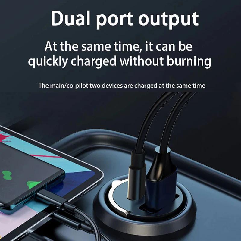 200W Mini Car Charger USB PD Cigarette Lighter Adapter 100W Hidden Mobile Phone Charger 12-24V