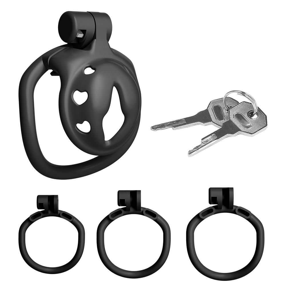 Negative/Micro/Small Chastity Cage for Sissy Sex Toy with 4 Size Cock Ring Pink/Black Bdsm Penis Urethral Lock Adult Toy for Men