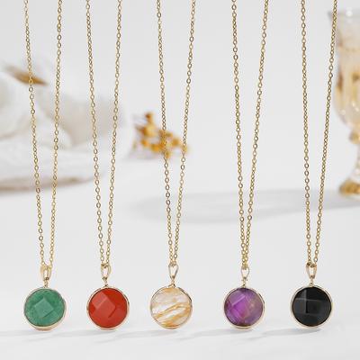 Natürlicher Kristallanhänger, geschliffene Oberfläche, Amethyst-Halskette, Halbedelstein-Halskette, Böhmischer Schmuck