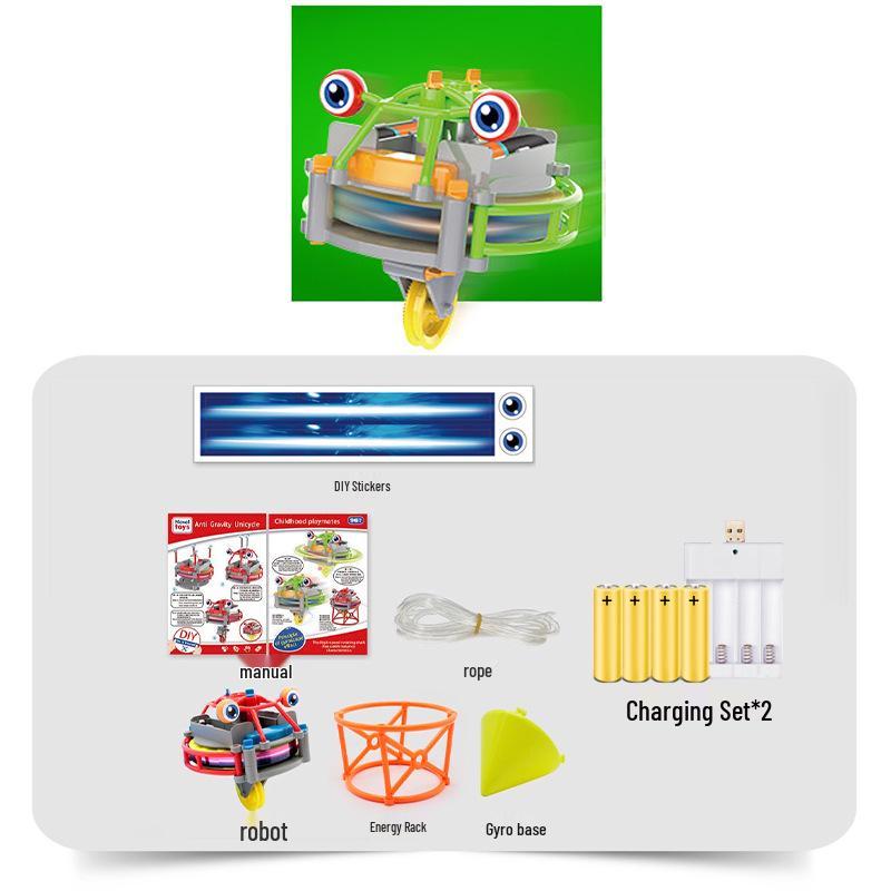 Black Tech Balance Unicycle Robot: Gyroscope Educational Toy for Tightrope Walking