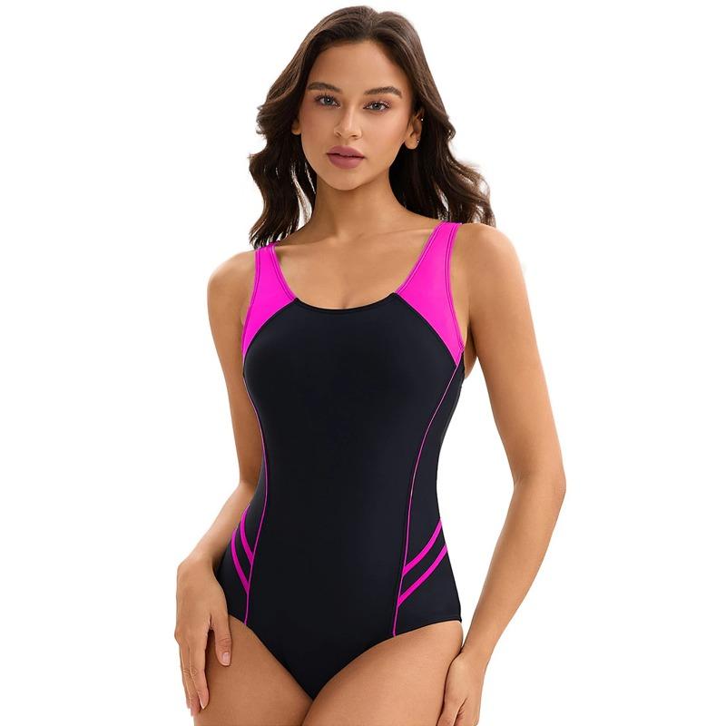 2026 New Plus Size Sport Swimwear Women One Piece Swimsuit Female Backless Monokini Patchwork Bathing Suit Summer Beachwear 3XL