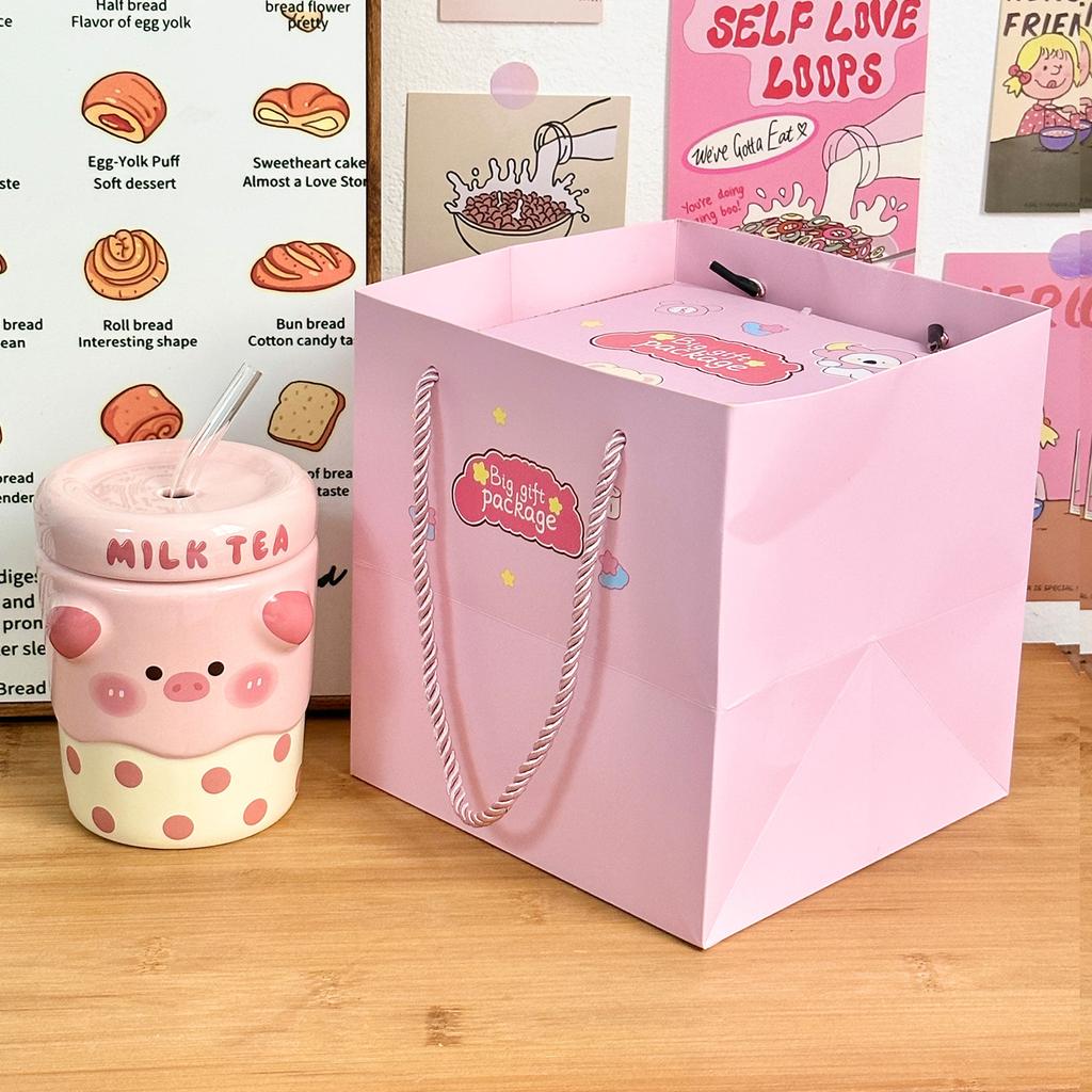 Ceramic Straw Cup Souvenir Gift for Girls Water Cup High Looking Mug Office Cup Home Couple Cup Men