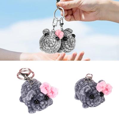Lovely Squeaky Hamster Keychain with Violin Sound Sturdy Handknittes Plush Toy Charm for Bag and Car Decoration
