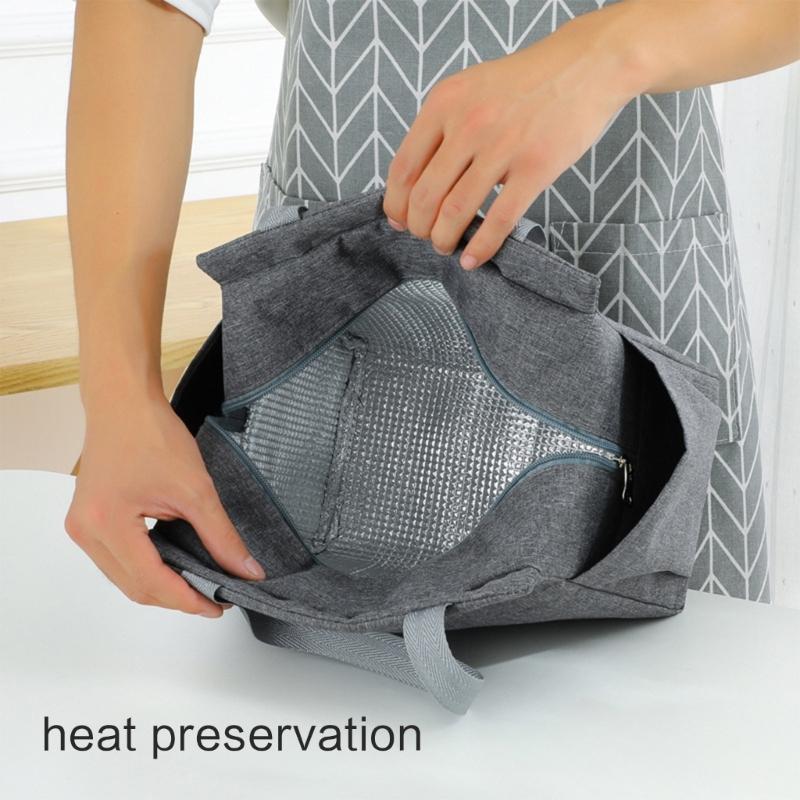 Multifunctional Mother Meal Prep Bag Spacious Baby Food Storage Purse Zippered Insulated Lunch Box with Side Pockets