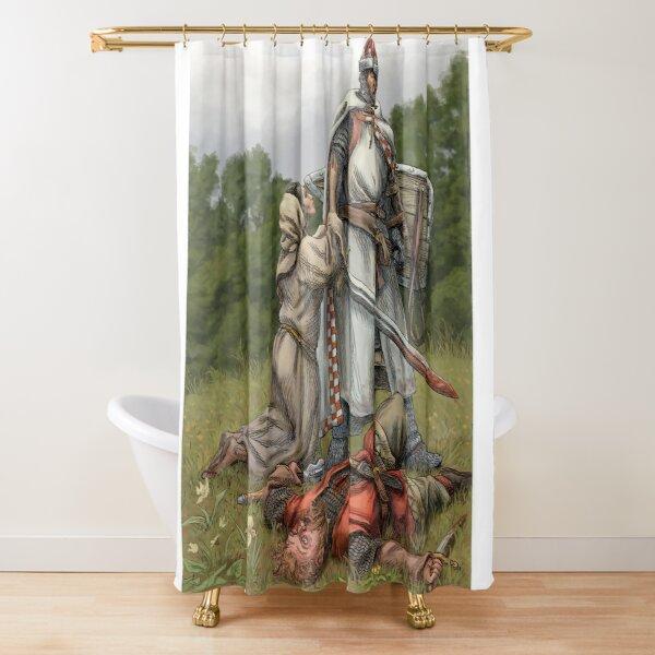 Medieval Deer Hunting Scene Shower Curtain Ladies and Dogs Antique Shower Curtain Animals Retro Vintage Bathroom Curtains Set