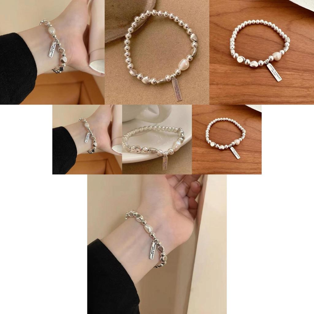 Stylish Irregular Pearl Silver Bracelet Handmade High-end Women's Fashion Accessory